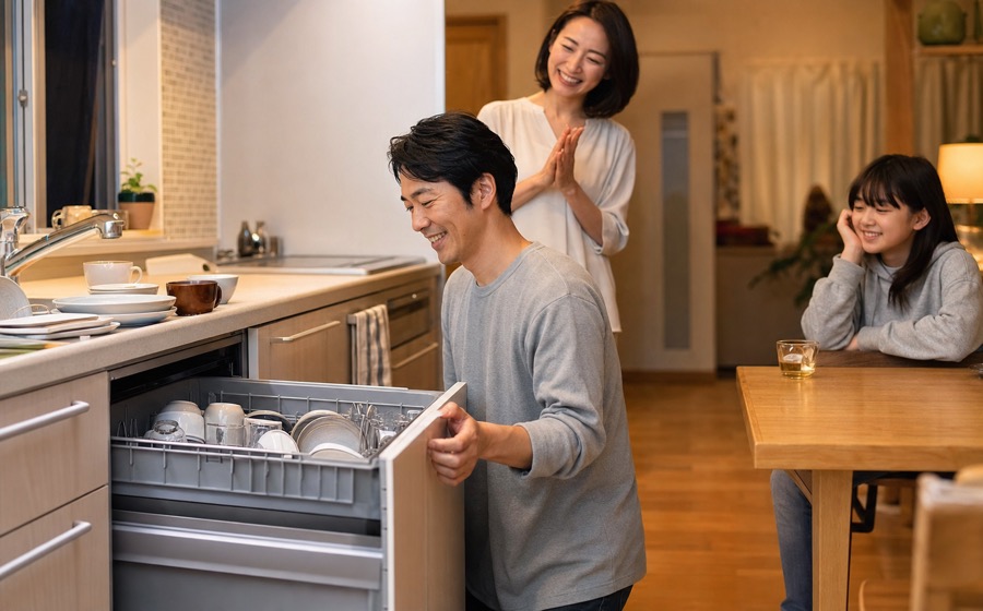 食洗機を購入し、夜の片付け責任を一時停止する家族
