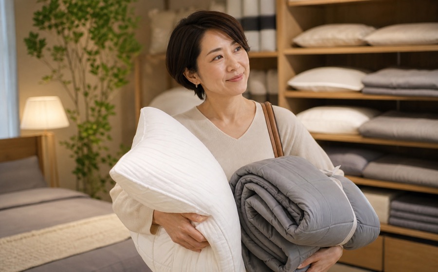 枕と掛け布団を選び、朝まで眠れる環境を買う人