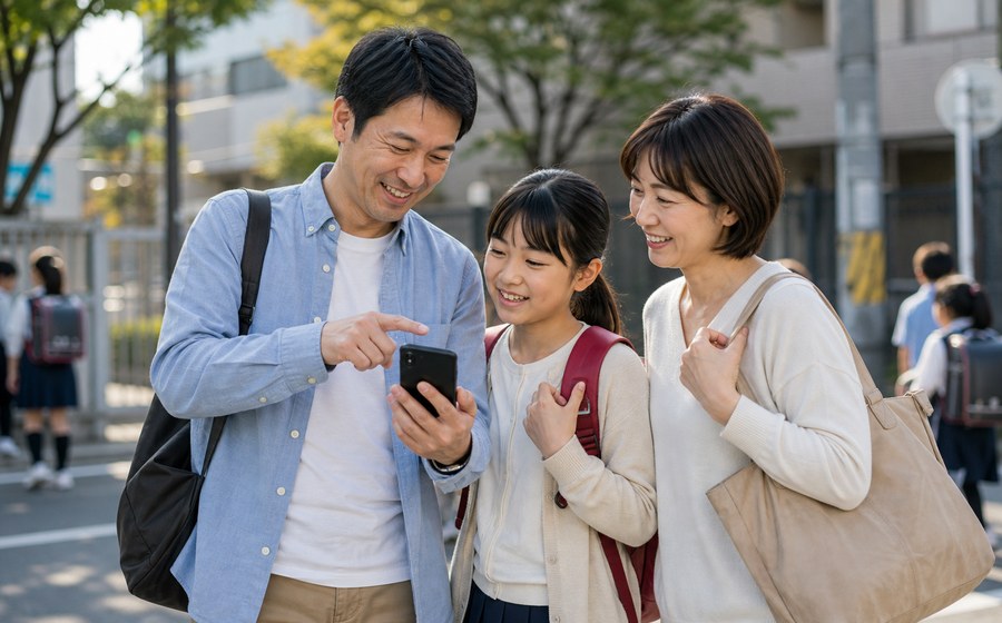 家族の予定を共有し、送迎や連絡を分担する場面