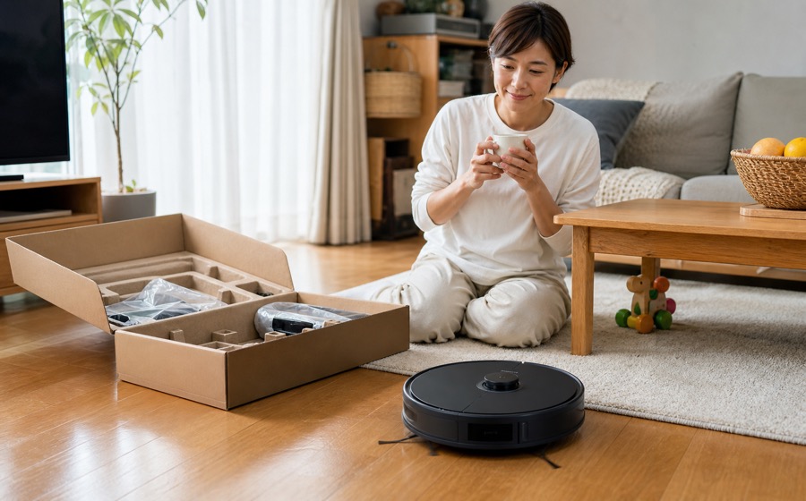 育児用品や家事用品を整理し、暮らしの段取りを整える場面