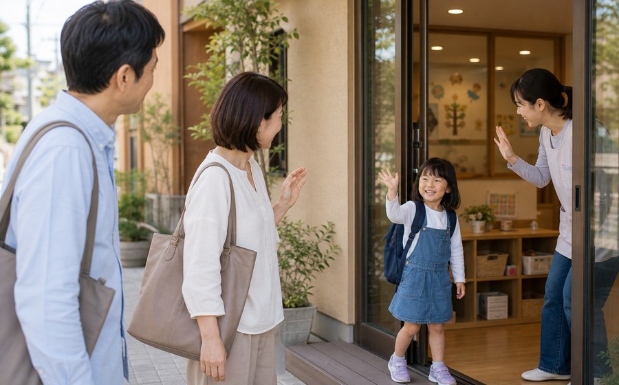 信頼できる人に子どもを預けて夫婦の時間を作る家族