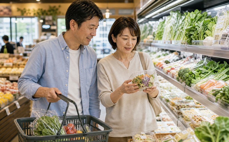 健康のために食事や生活を見直し、疲れにくい体を作る場面