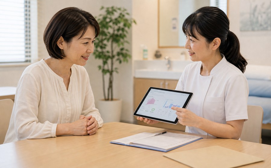 医療や検査の相談を通じて健康不安を早めに確認する場面