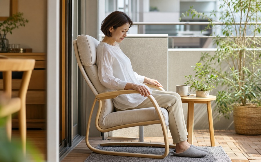 休養のために静かな時間を取り、健康回復を優先する場面