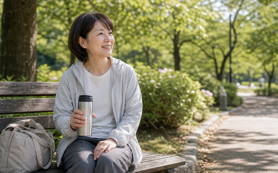 休養のために静かな時間を取り、健康回復を優先する場面