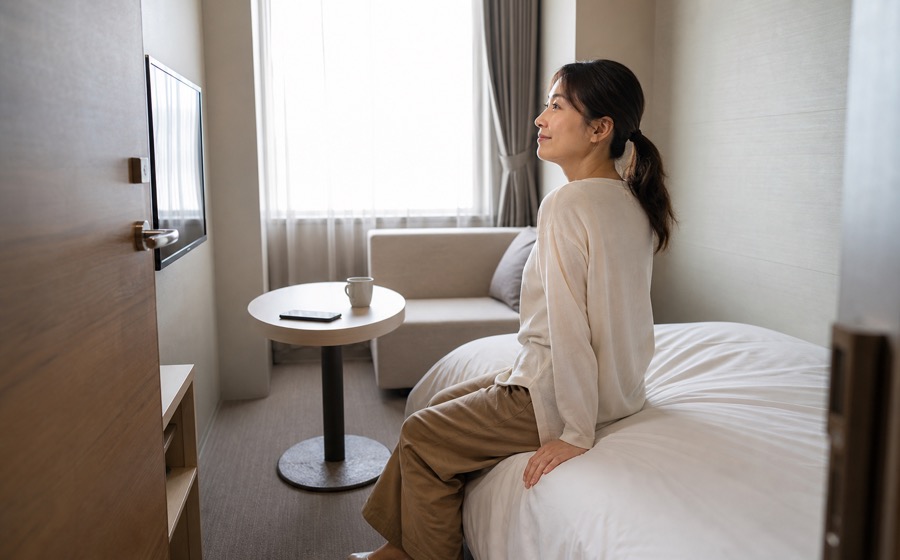 旅行や帰省の移動計画を立て、疲れにくい手段を選ぶ場面