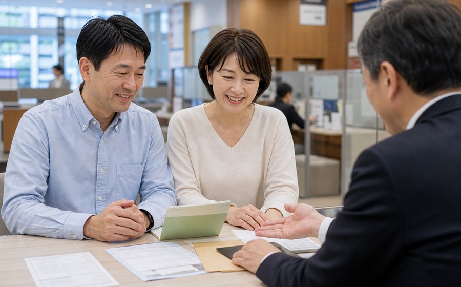 貯蓄と支出のバランスを確認し、家計の見通しを整える場面