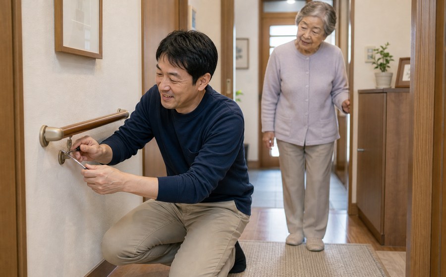 親の住まいや暮らしの安全を見直し、将来に備える場面