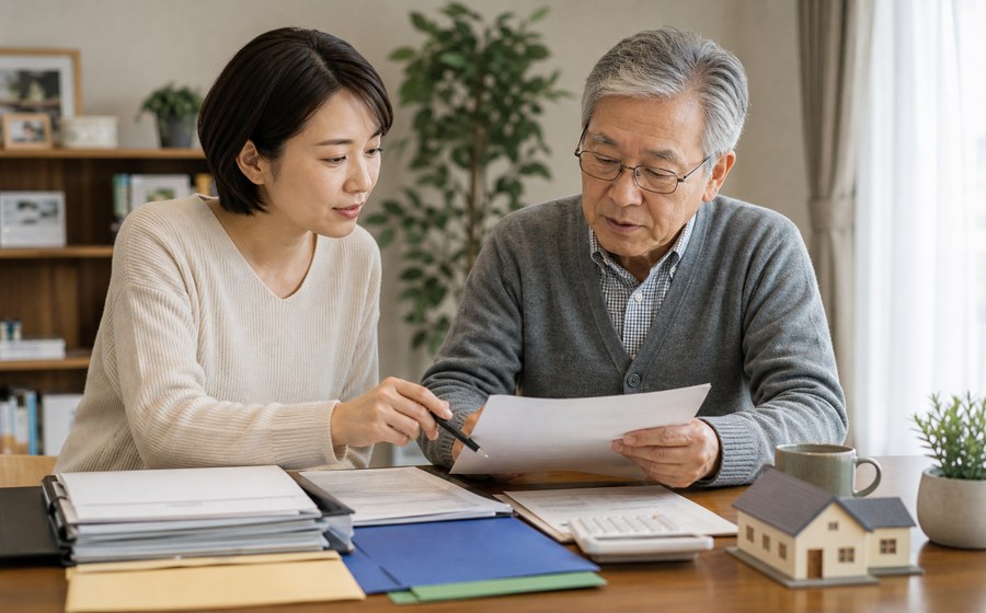 親の暮らしや手続きを家族で確認し、備えを進める場面