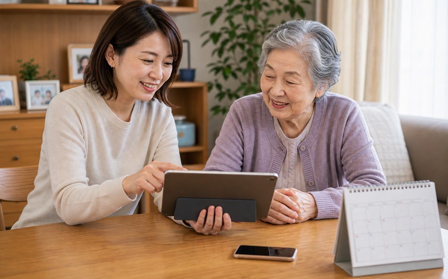 親との連絡や見守りを整え、離れて暮らす不安を減らす場面