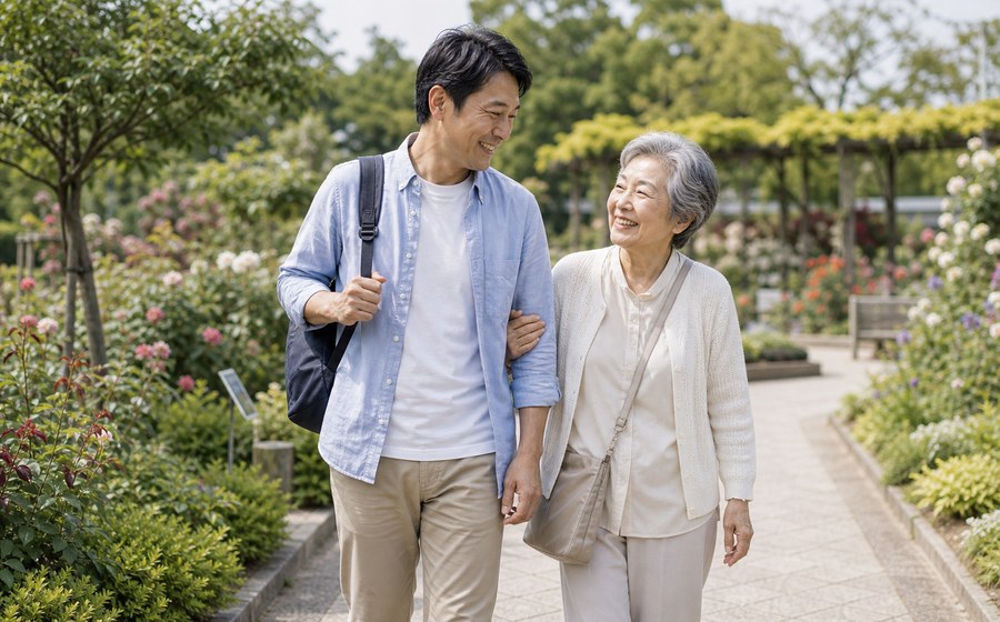 親世代との時間を持つために家族の予定を整える場面
