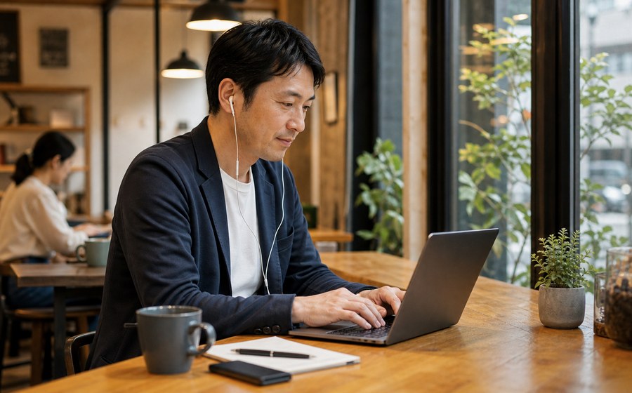 静かな部屋で自分の作業や休憩に集中する場面
