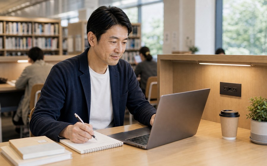 オンライン講座を申し込み、学び直しで人生がまだ動く感覚を取り戻す人