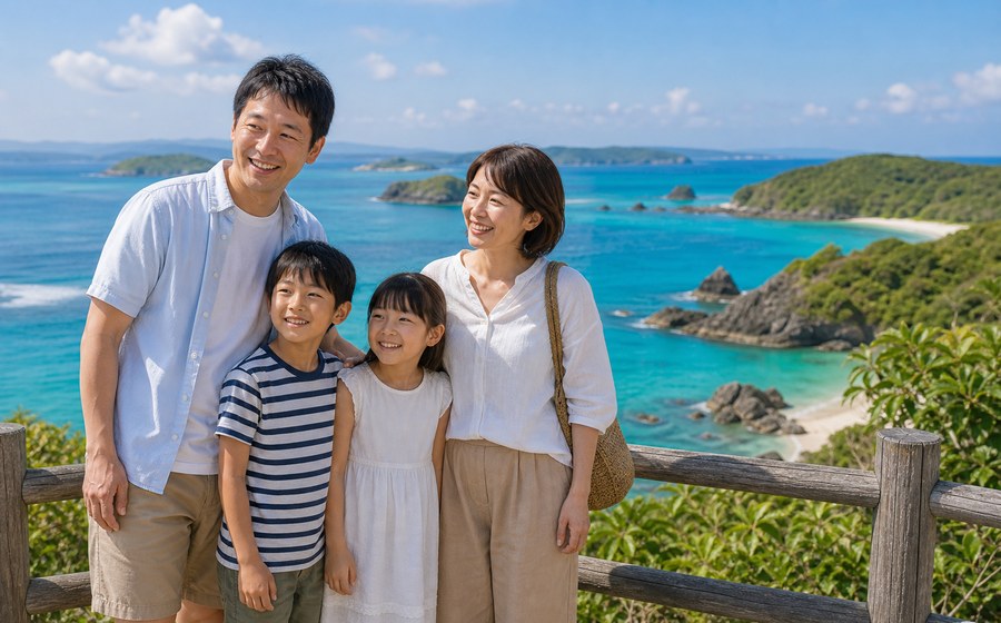 近場リゾートの連泊を予約し、家族で非日常を取り戻す場面
