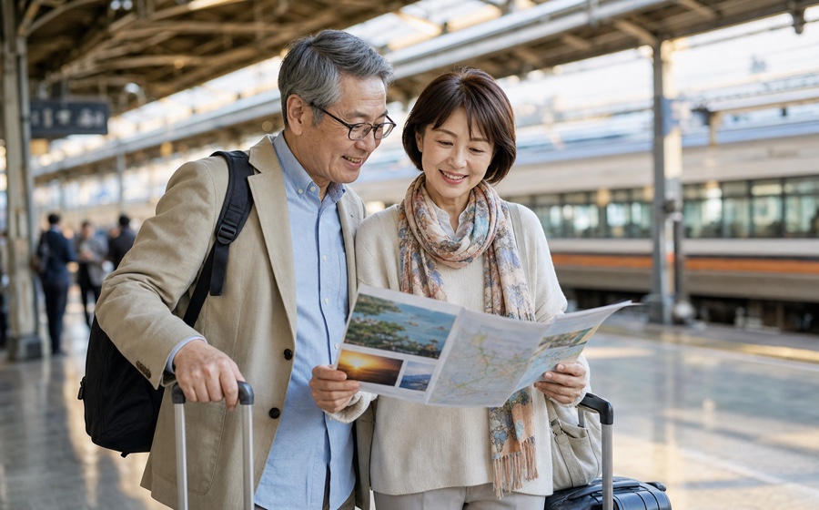 夫婦で退職後の旅行を計画する日本人夫婦