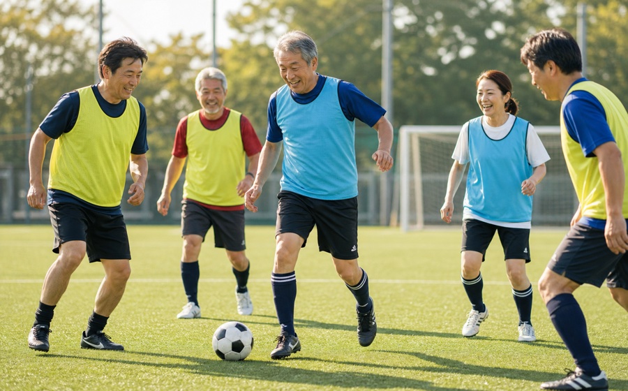 サッカーを楽しむ50代 60代のいきがいシーン