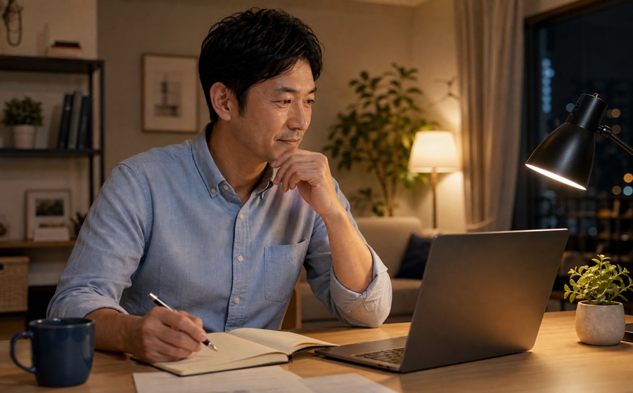 新しい仕事や副業を考える日本人男性