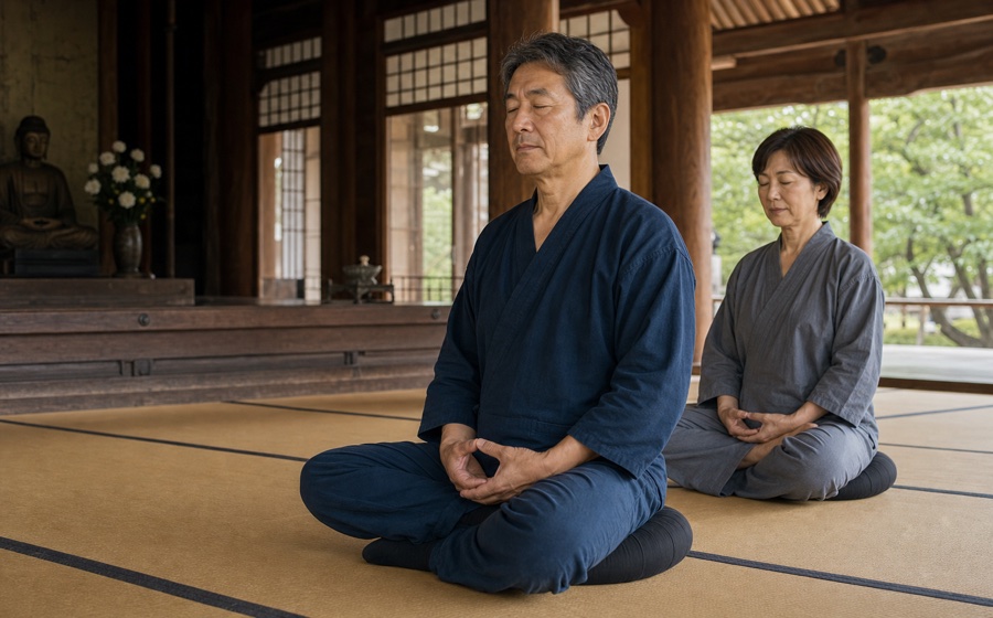 円覚寺で坐禅を楽しむ50代 夫婦のいきがいシーン